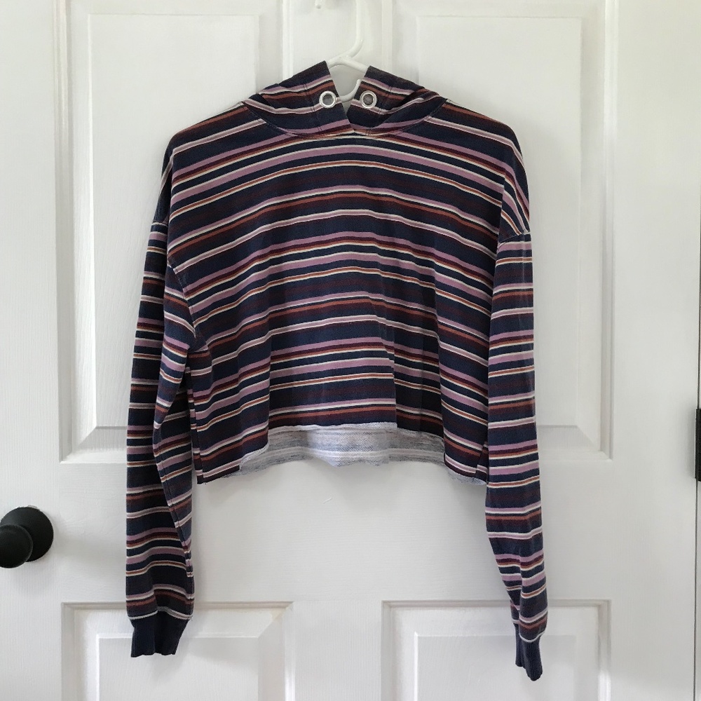 Wild Fable striped crop top hoodie  in Junior’s Size Medium